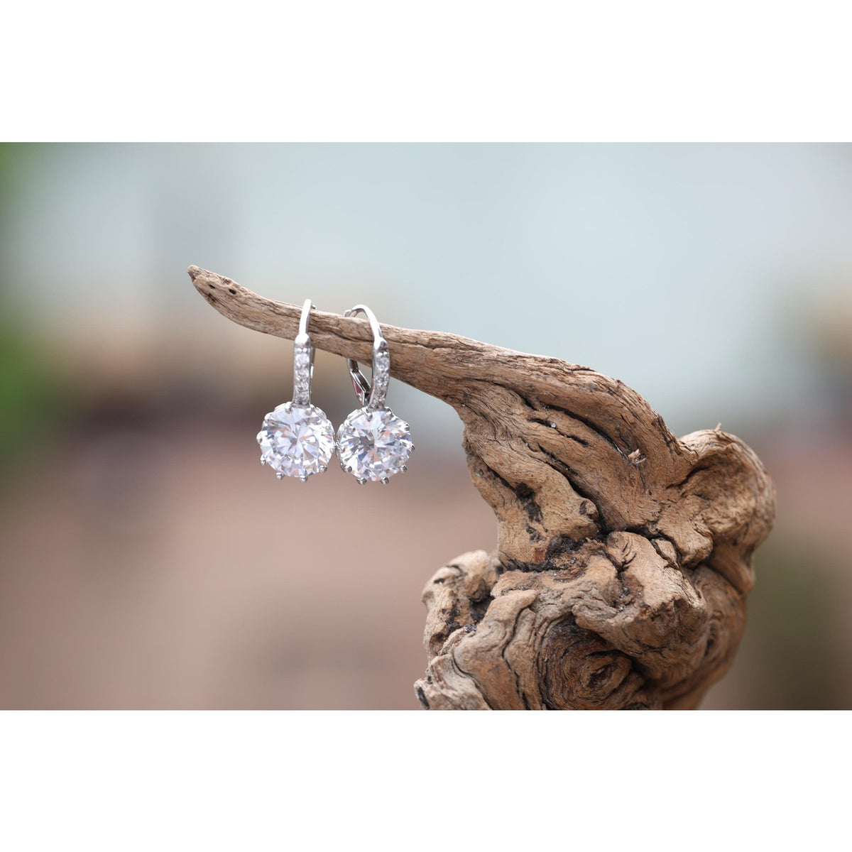 Sterling Silver Vintage Cubic Zirconia Drop Earrings, CZ Dangle Earrings Pierced Leverback