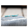 Navajo Sterling Silver Kingman Turquoise Inlay Hoop Earrings, Attributed Debbie Livingston