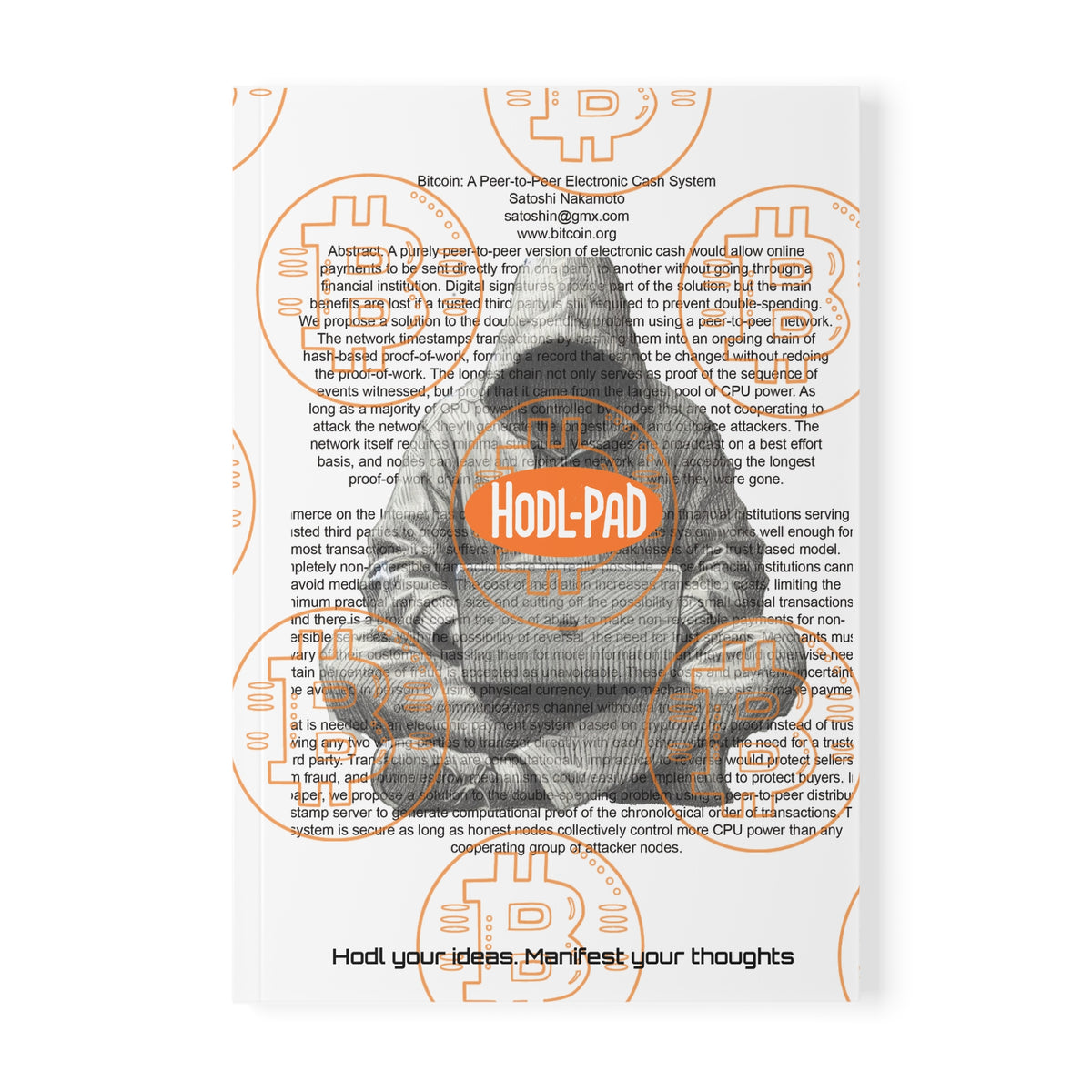 Hodl-Pad Bitcoin Journal - Softcover Notebook, A5 Orange on White
