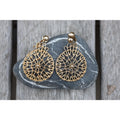 Sarah Coventry Signed Huge Vintage Filigree Clip Earrings, Gold Tone Sunburst Medallion, 1970s Statement Jewelry