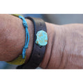 Leather Turquoise Cuff Bracelet | Handmade Adjustable |Hand Dyed Leather | Southwest Boho Stacking | Kingman Turquoise