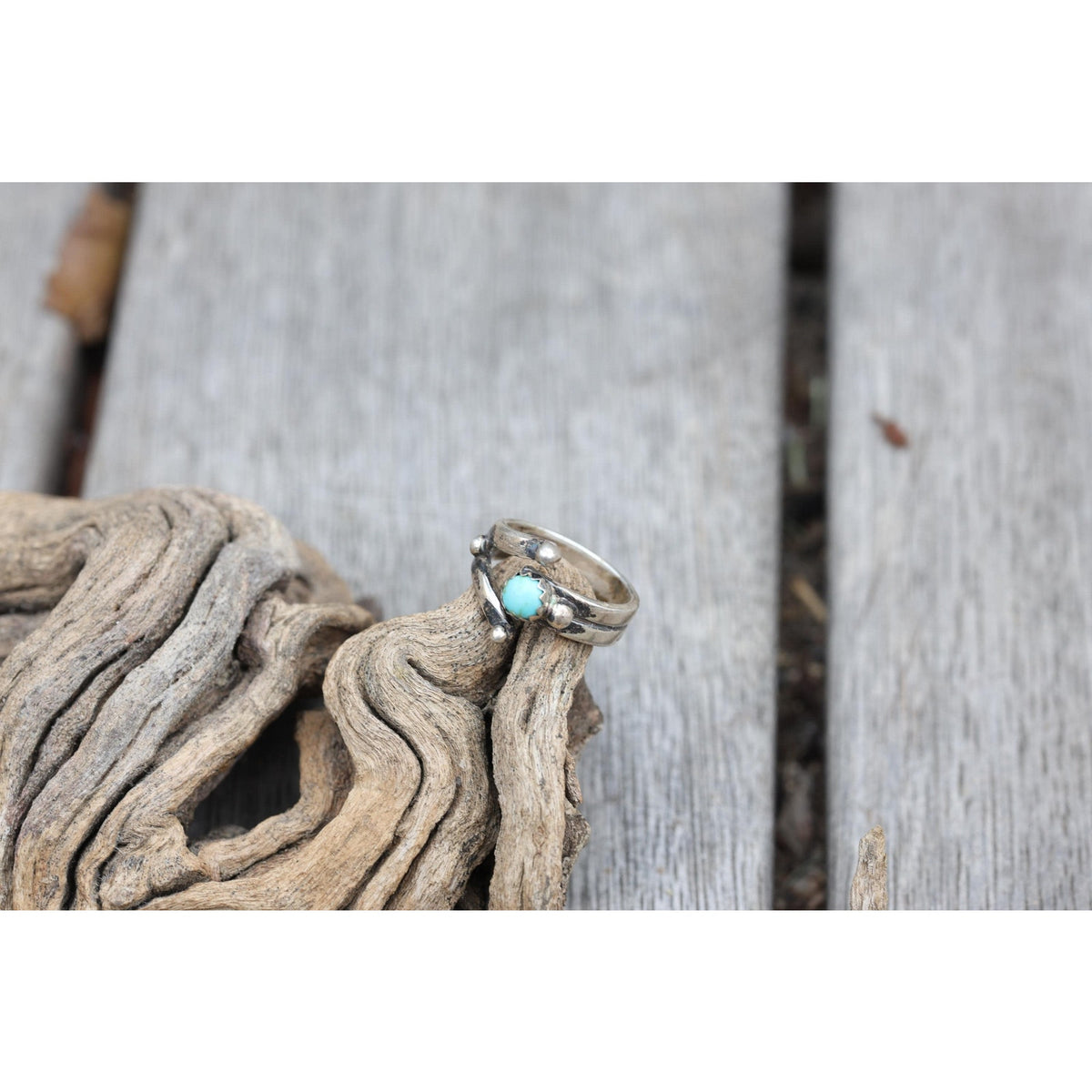 Signed Navajo Sterling Silver Kingman Turquoise Ring Size 4.5, Bypass Wrap Band, Vintage Southwest Silver, OP Hallmark