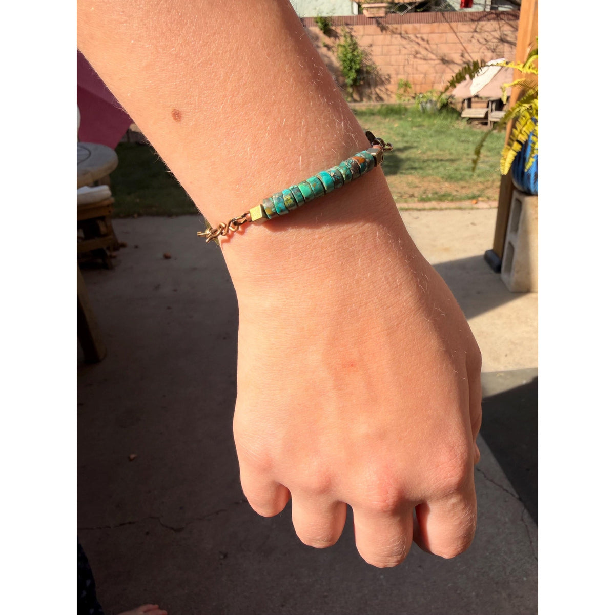 Turquoise Heishi Leather Bracelet – Southwest Style Antique Brass Jewelry