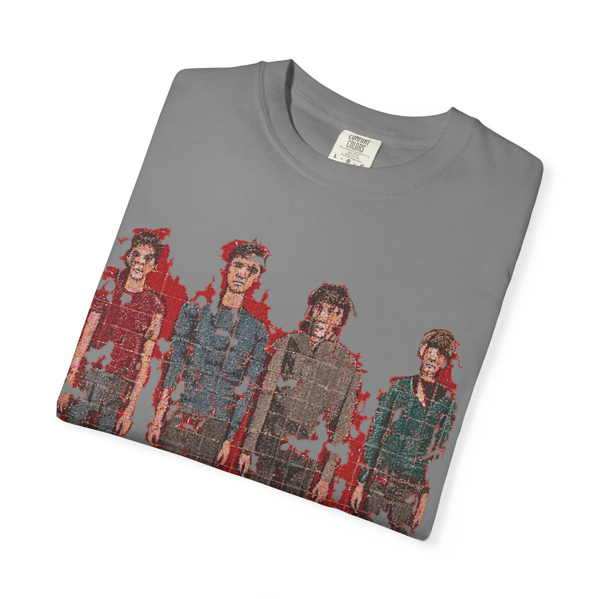Band Photo Graphic T-Shirt — Distressed Red Group Portrait