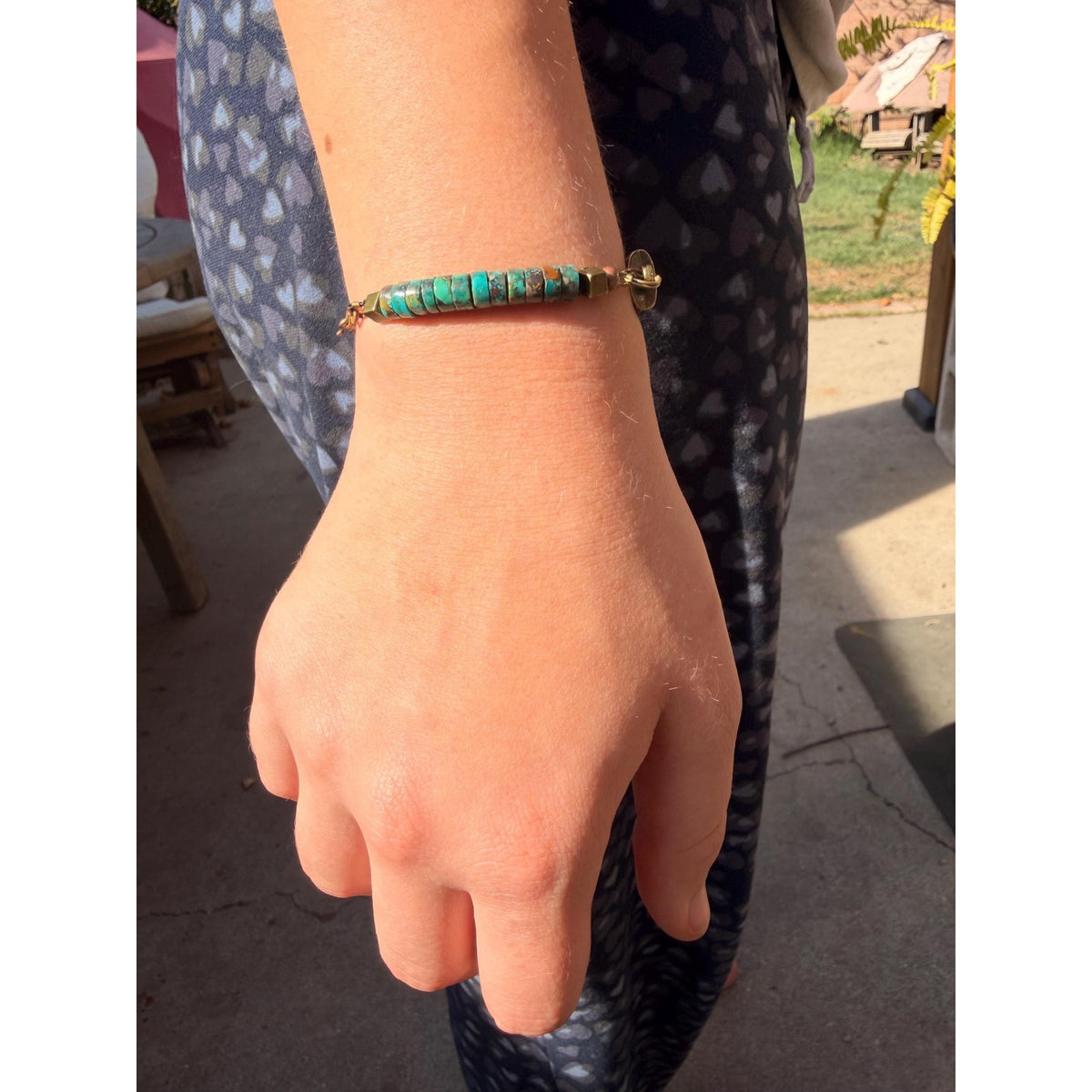 Turquoise Heishi Leather Bracelet – Southwest Style Antique Brass Jewelry