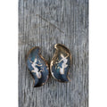 Siam Sterling Silver Niello Thai Dancer Earrings Flame Shape Vintage Mid Century