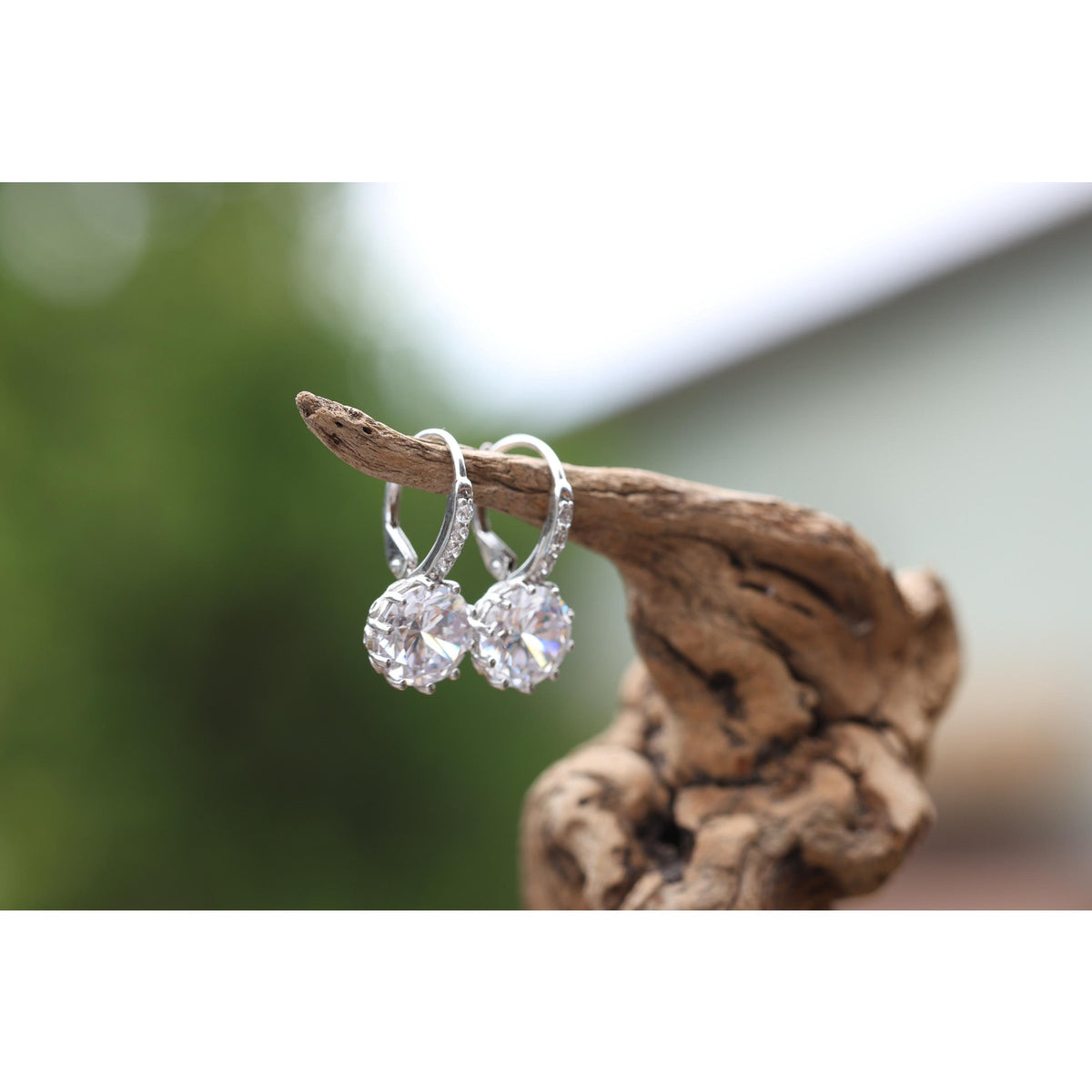 Sterling Silver Vintage Cubic Zirconia Drop Earrings, CZ Dangle Earrings Pierced Leverback