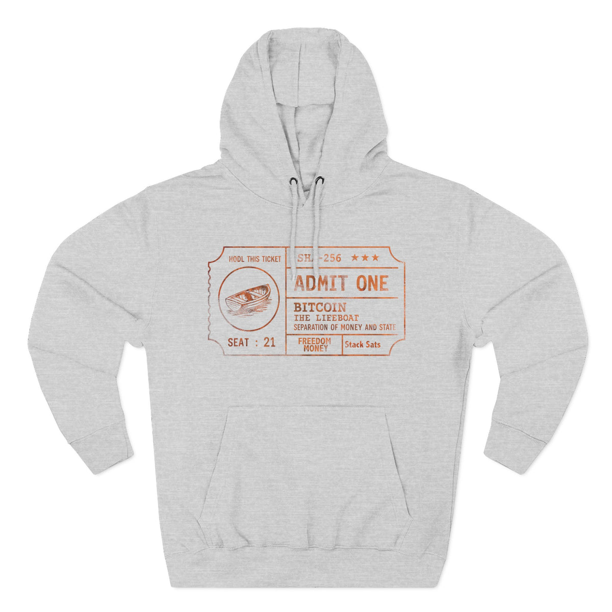 Fleece Hoodie - Bitcoin Lifeboat Ticket Design