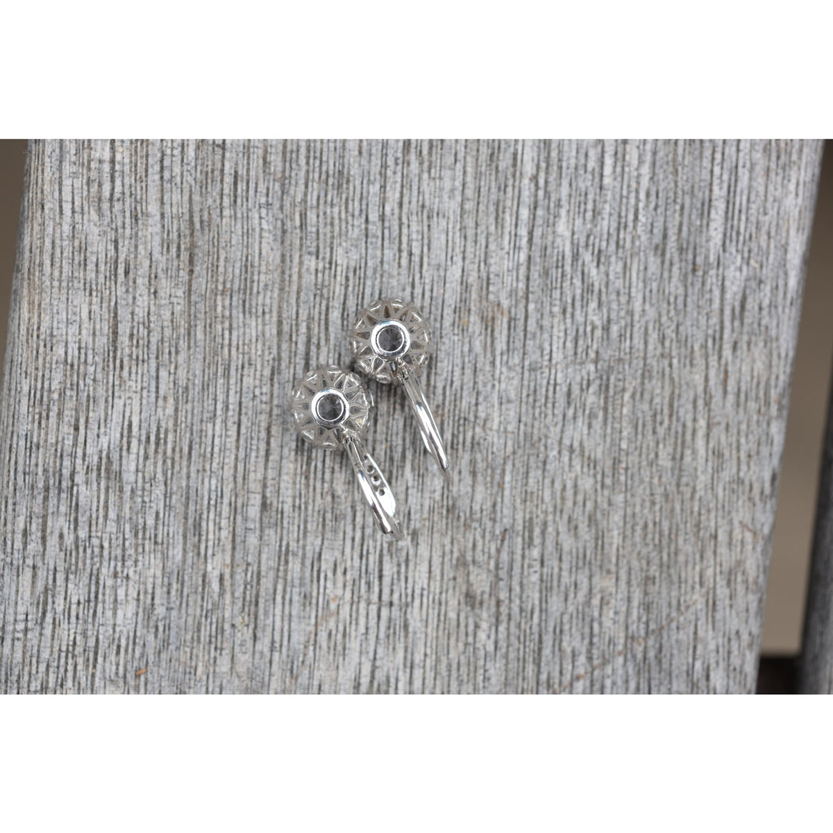 Sterling Silver Vintage Cubic Zirconia Drop Earrings, CZ Dangle Earrings Pierced Leverback