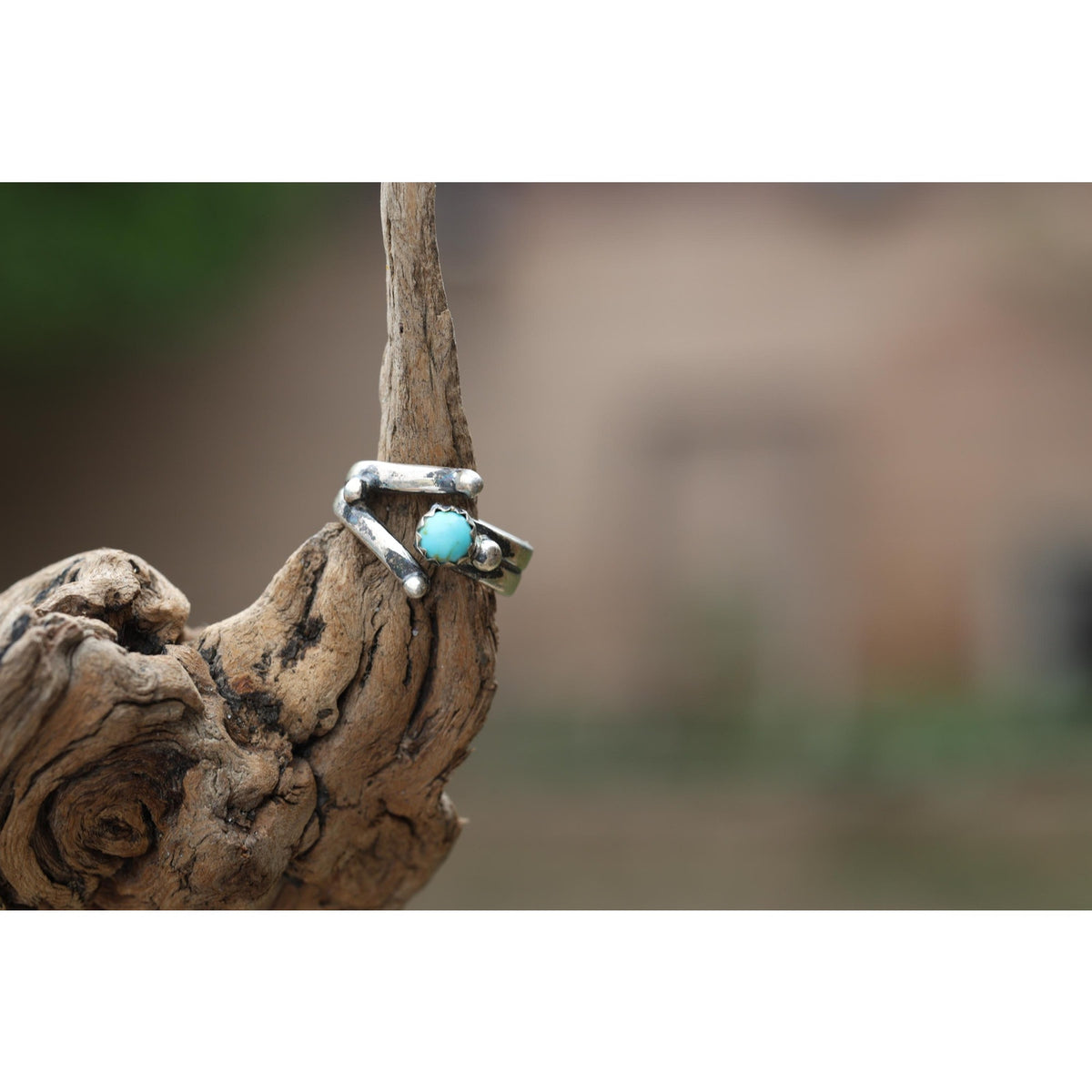 Signed Navajo Sterling Silver Kingman Turquoise Ring Size 4.5, Bypass Wrap Band, Vintage Southwest Silver, OP Hallmark