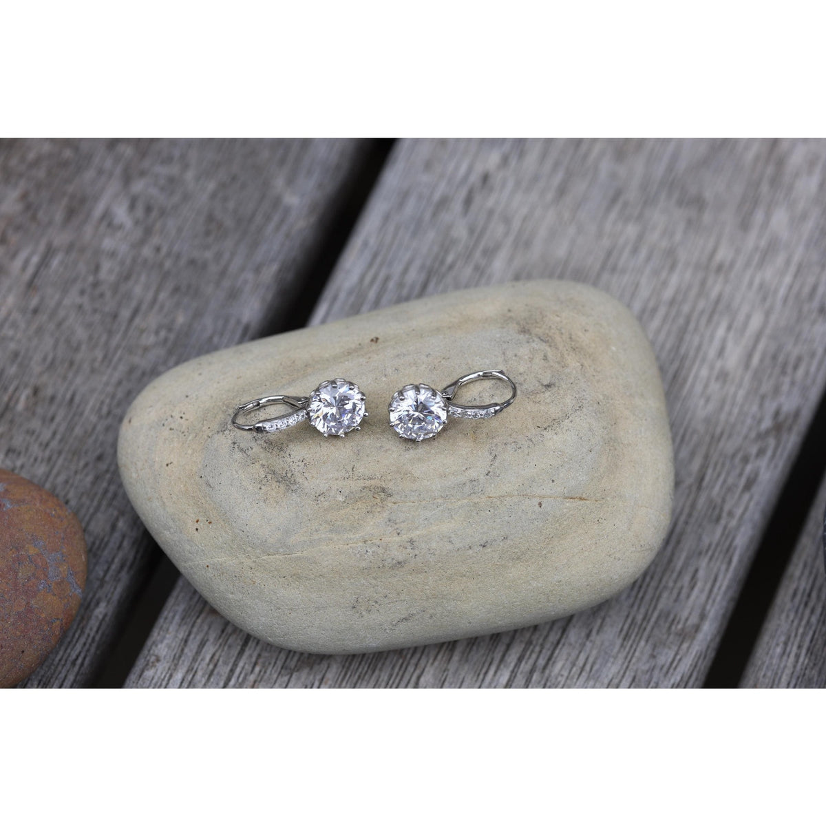 Sterling Silver Vintage Cubic Zirconia Drop Earrings, CZ Dangle Earrings Pierced Leverback