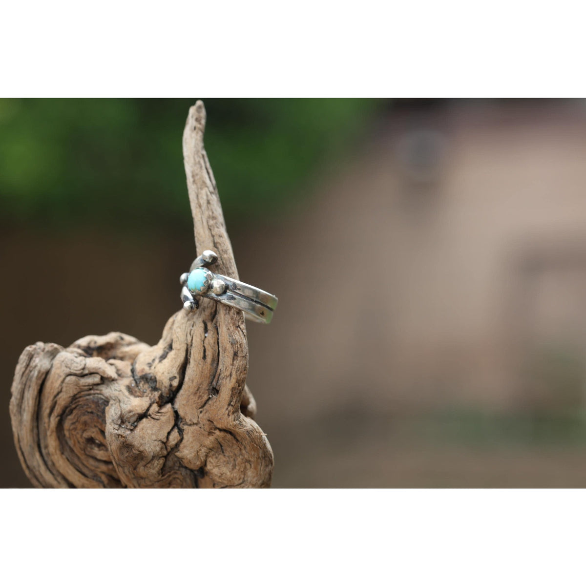 Signed Navajo Sterling Silver Kingman Turquoise Ring Size 4.5, Bypass Wrap Band, Vintage Southwest Silver, OP Hallmark