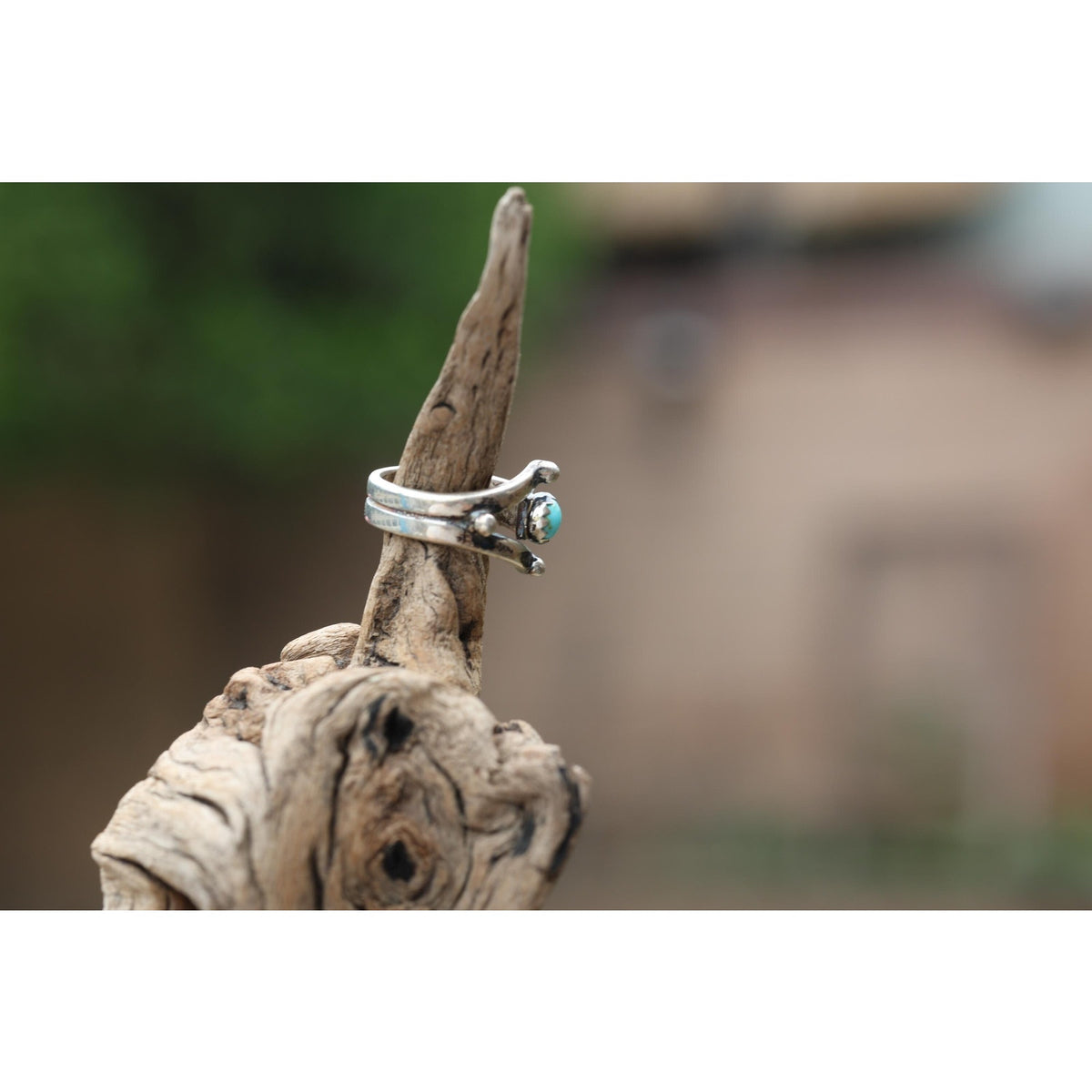 Signed Navajo Sterling Silver Kingman Turquoise Ring Size 4.5, Bypass Wrap Band, Vintage Southwest Silver, OP Hallmark