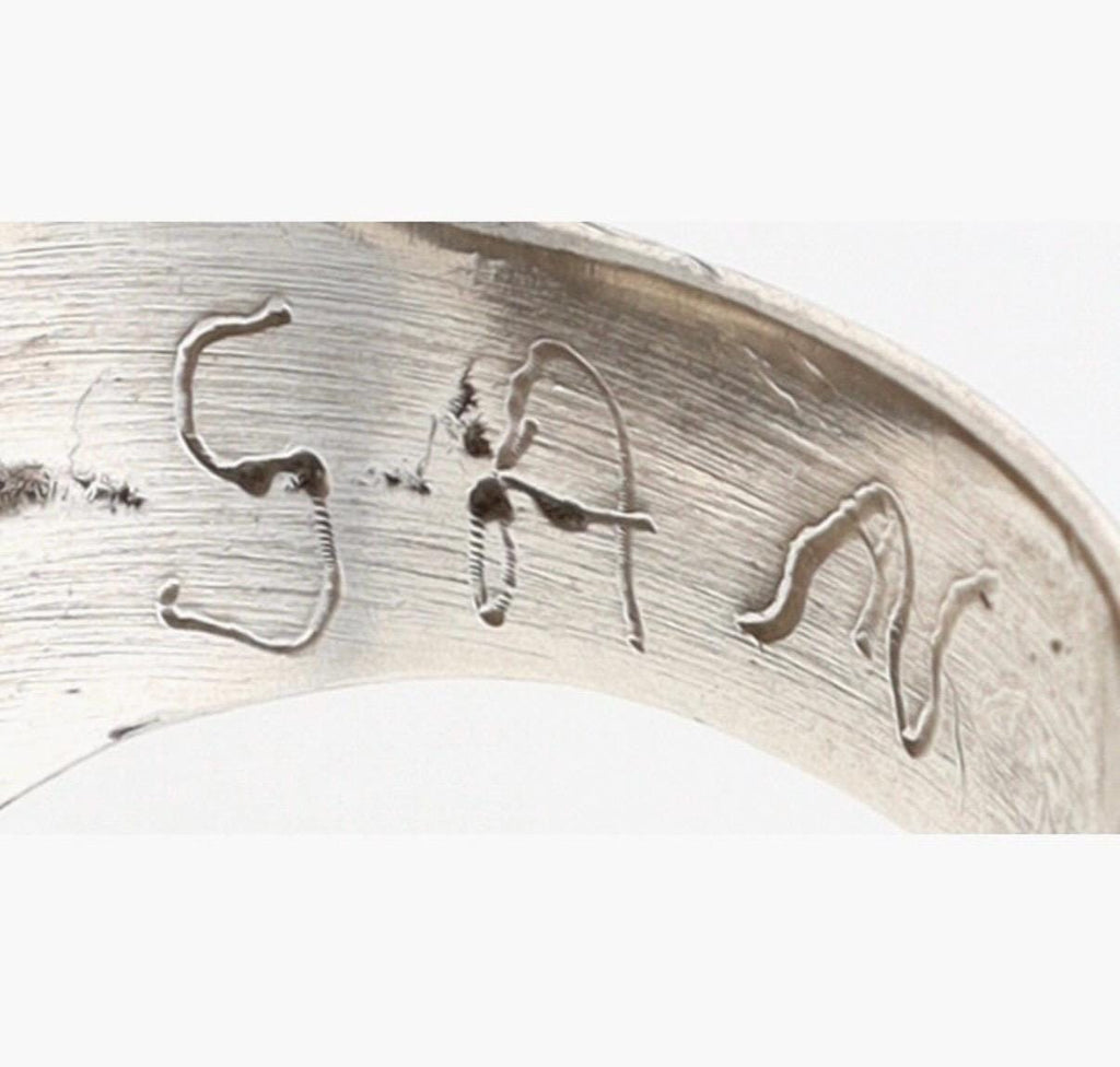 Signed Zuni Sterling Silver Multistone Inlay Ring Size 9 | Turquoise Jet Shell Mother Pearl