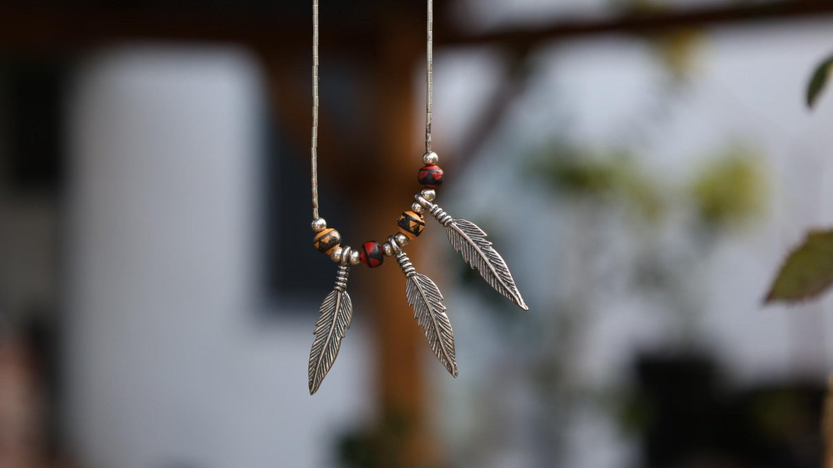 Sterling Silver Feather Necklace | Southwest Style Layering Jewelry