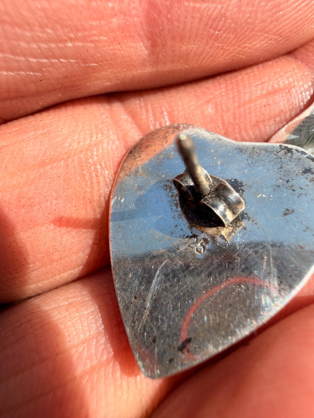 Turquoise Heart Stud Earrings | Deep Blue Matrix Southwest Boho | sterling silver