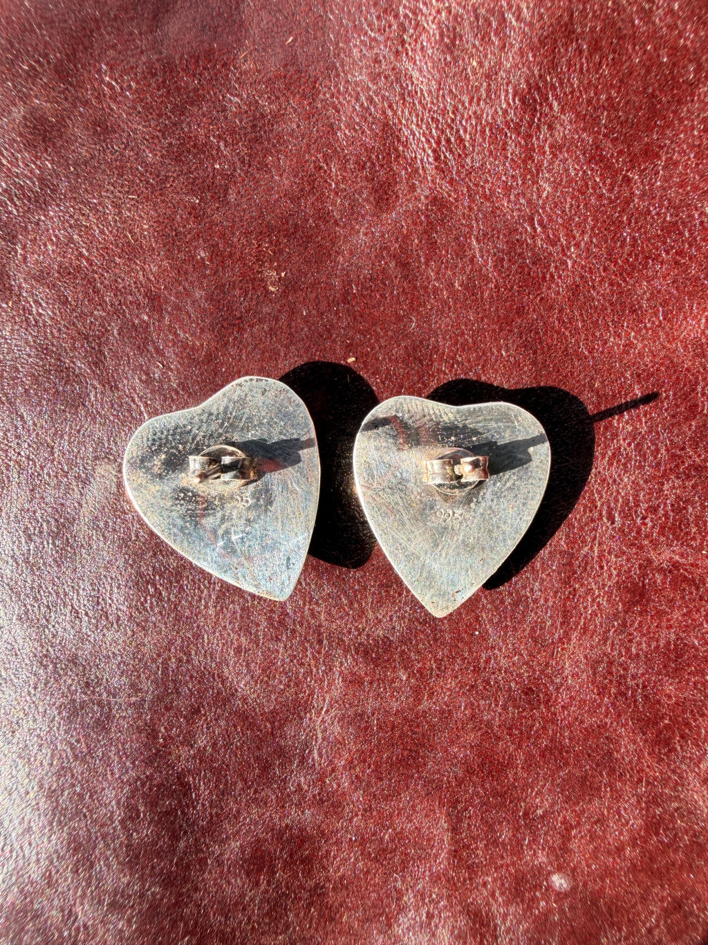 Turquoise Heart Stud Earrings | Deep Blue Matrix Southwest Boho | sterling silver