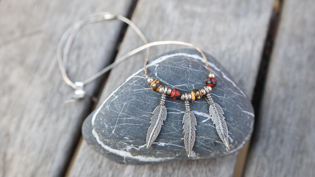 Sterling Silver Feather Necklace | Southwest Style Layering Jewelry