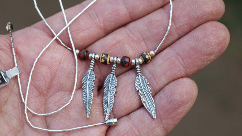 Sterling Silver Feather Necklace | Southwest Style Layering Jewelry