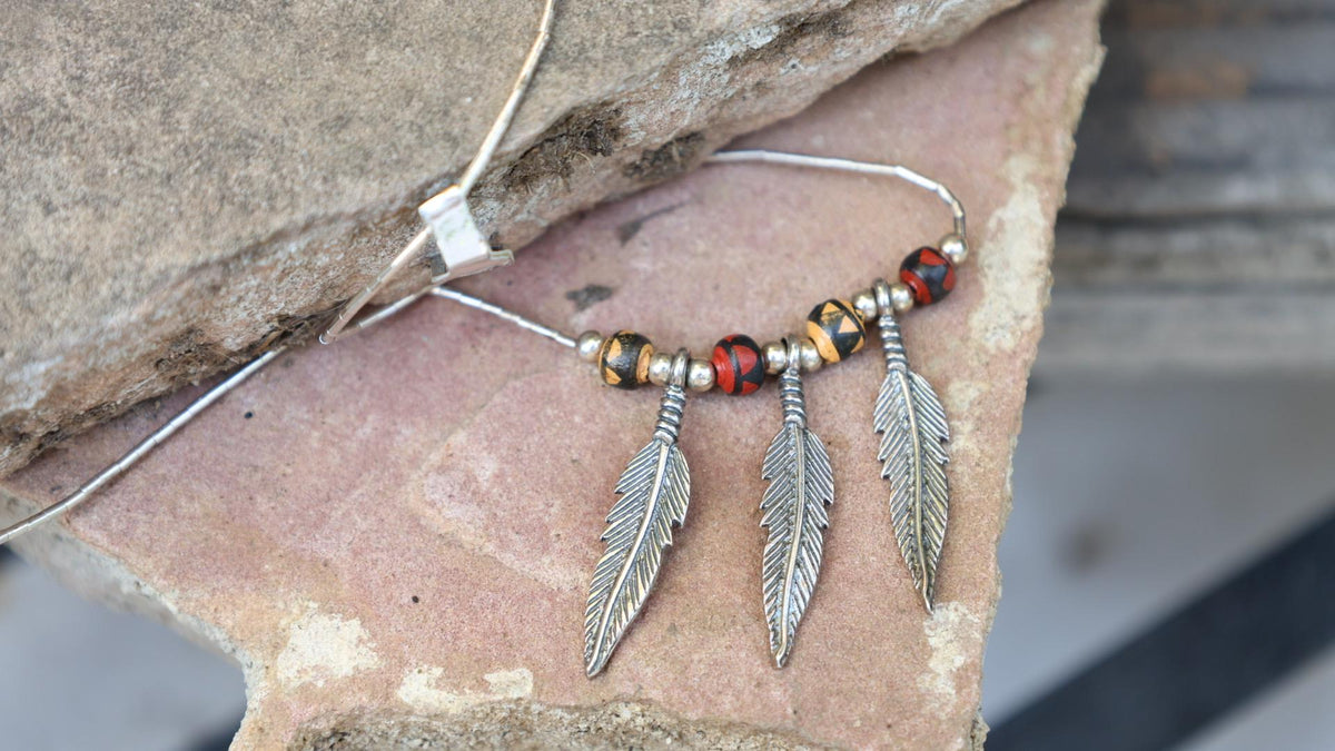 Sterling Silver Feather Necklace | Southwest Style Layering Jewelry