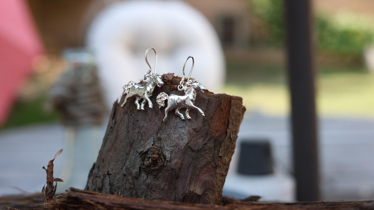 Silver Horse Earrings | 3D Running Horse | Southwest Style | 925 Hook Back | vintage sterling