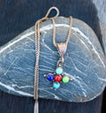 Multi Stone Necklace | Turquoise Coral Lapis Pendant | 925 Southwest Box Chain | Sterling Silver