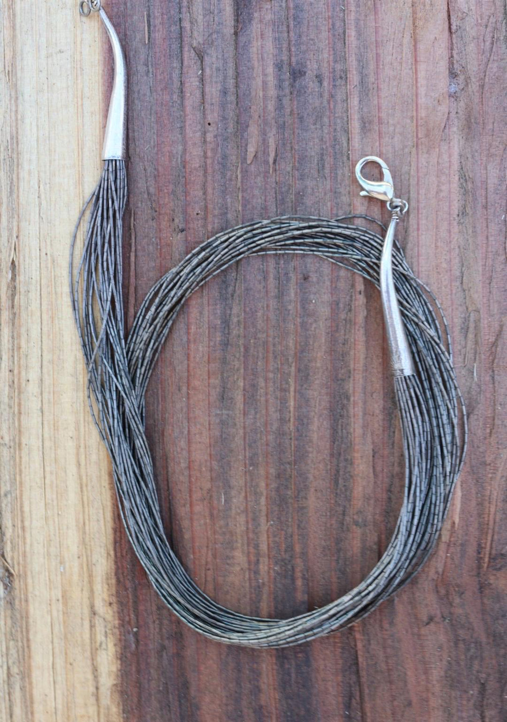 Liquid Silver Multi Strand Sterling Necklace with Lobster Clasp 24.5 Inch