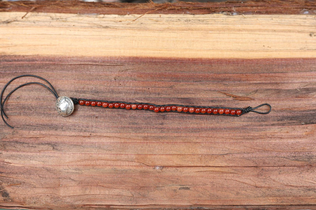 Carnelian Bead Wrap Bracelet Buffalo Concho Southwestern