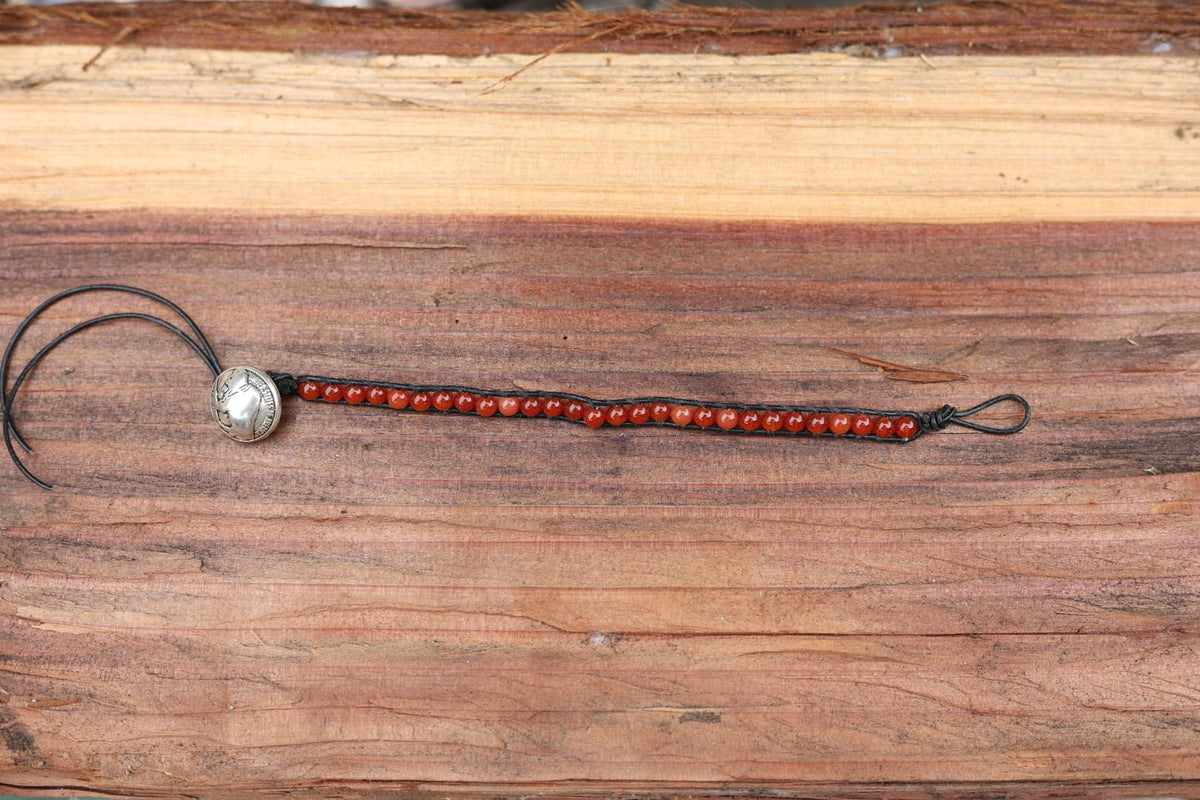 Carnelian Bead Wrap Bracelet Buffalo Concho Southwestern