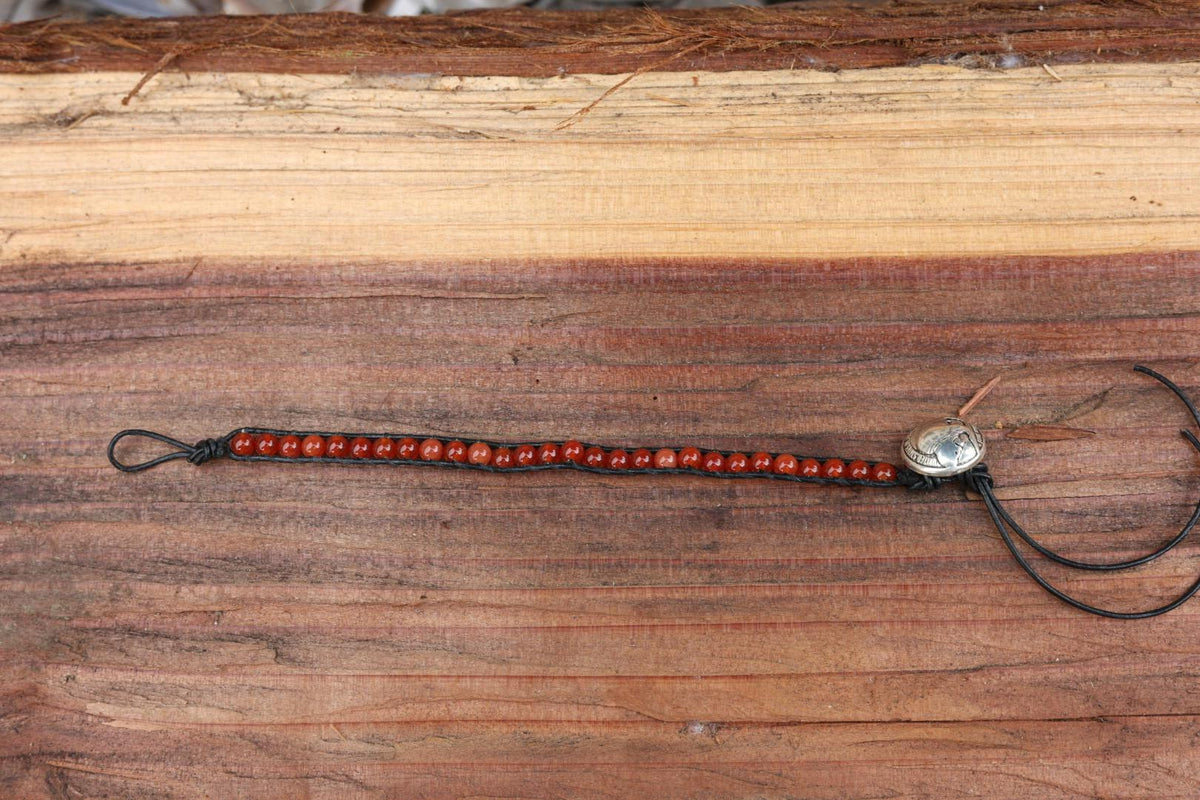 Carnelian Bead Wrap Bracelet Buffalo Concho Southwestern