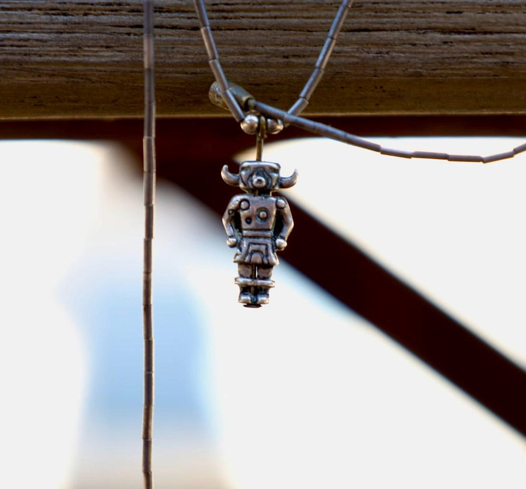 Kachina Pendant Necklace Silver Tube Bead Turquoise Southwestern