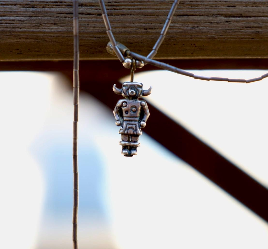 Kachina Pendant Necklace Silver Tube Bead Turquoise Southwestern