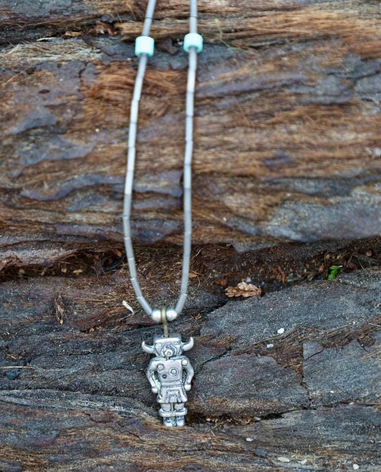 Kachina Pendant Necklace Silver Tube Bead Turquoise Southwestern