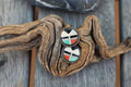 Zuni Style Multi Stone Inlay Earrings Sterling Silver Turquoise Coral Onyx
