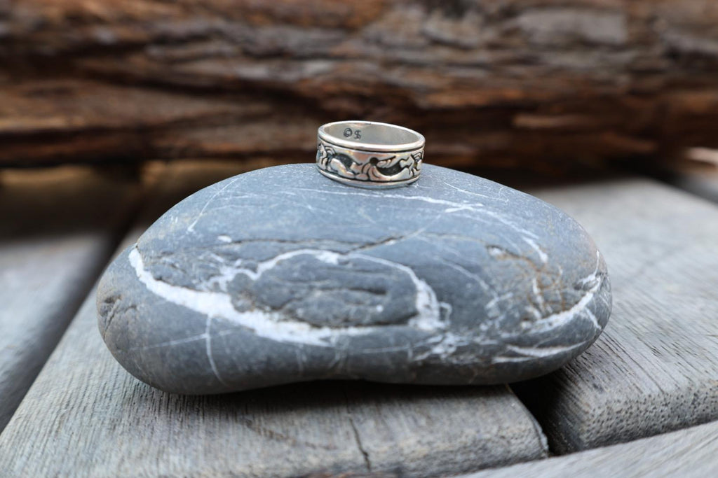 Kokopelli band Sterling Silver Southwest Band Ring Signed Size 6.5