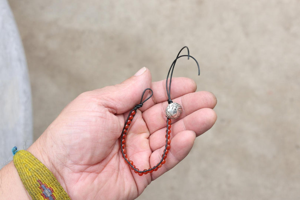 Carnelian Bead Wrap Bracelet Buffalo Concho Southwestern