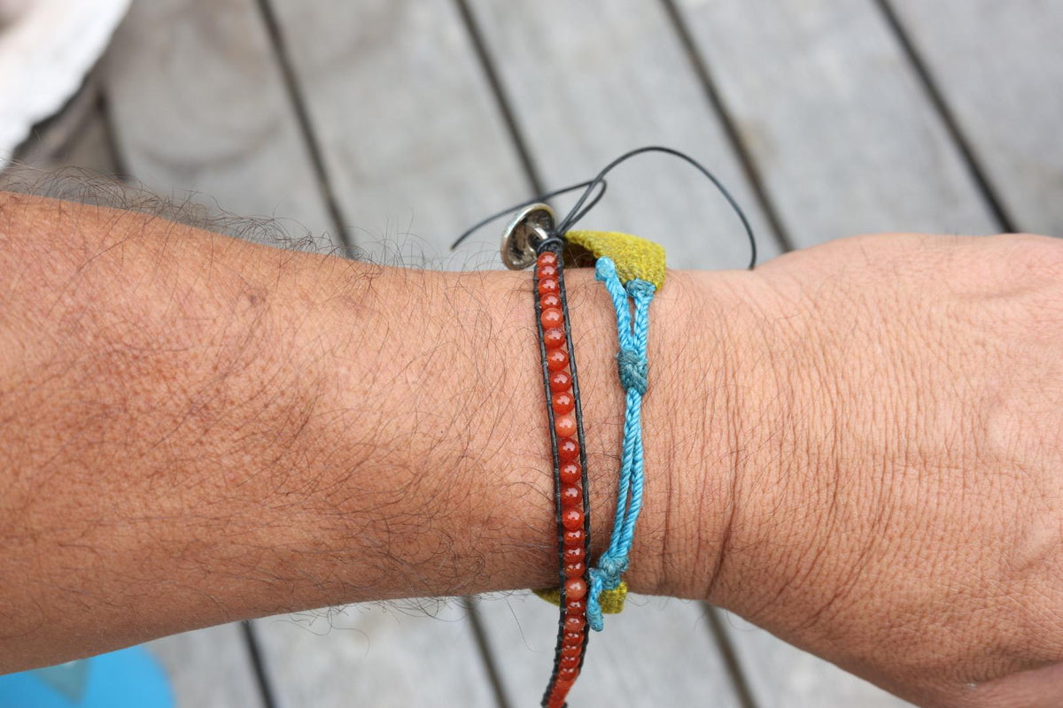Carnelian Bead Wrap Bracelet Buffalo Concho Southwestern