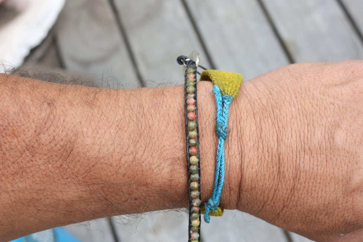 Rhodonite Bead Wrap Bracelet Sunburst Concho Southwestern