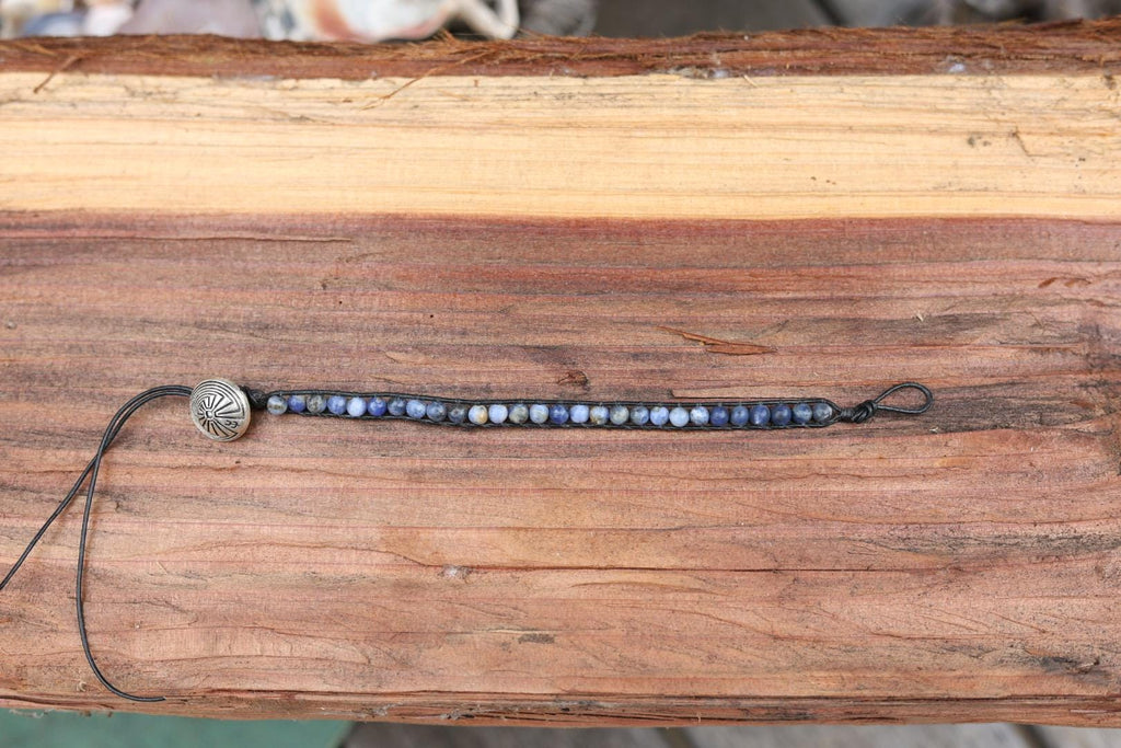 Sodalite Bead Wrap Bracelet Sunburst Concho Southwestern