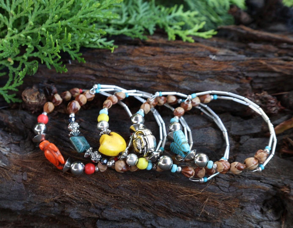 Turtle Charm Juniper Seed Bracelet | Native American Beaded | Southwestern