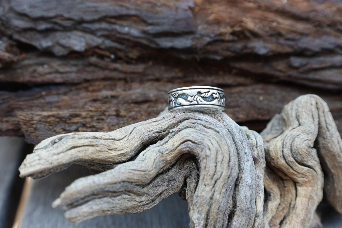 Kokopelli band Sterling Silver Southwest Band Ring Signed Size 6.5