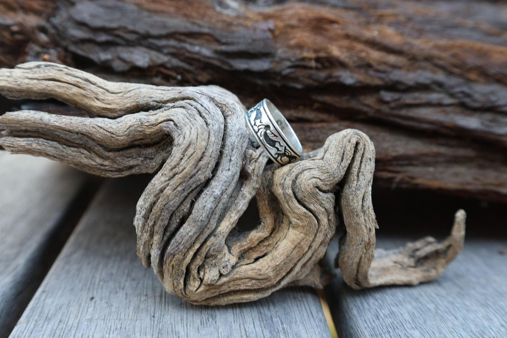 Kokopelli band Sterling Silver Southwest Band Ring Signed Size 6.5