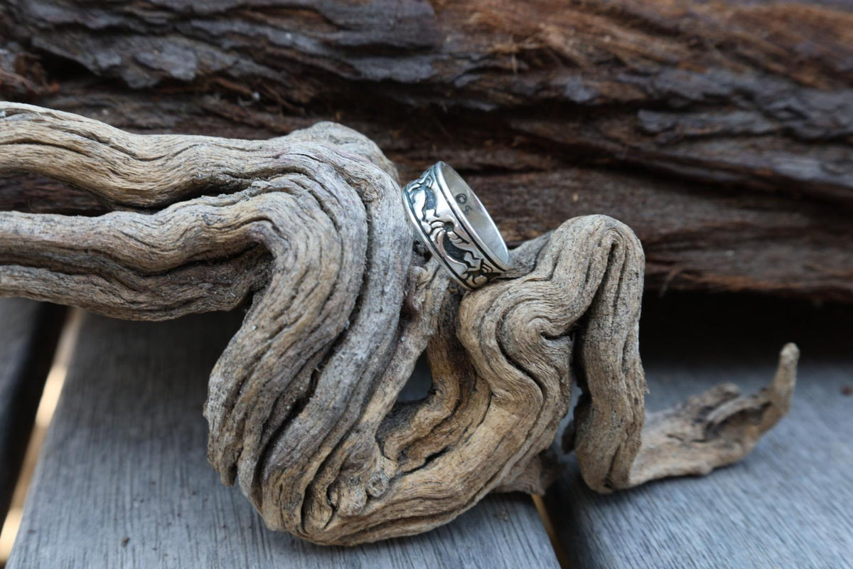 Kokopelli band Sterling Silver Southwest Band Ring Signed Size 6.5