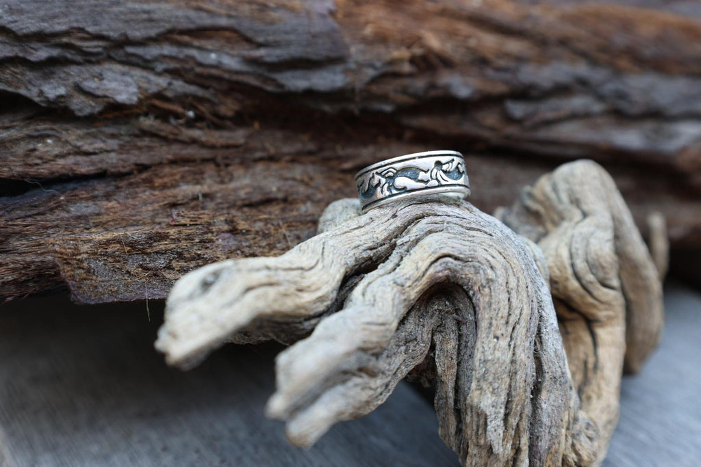 Kokopelli band Sterling Silver Southwest Band Ring Signed Size 6.5