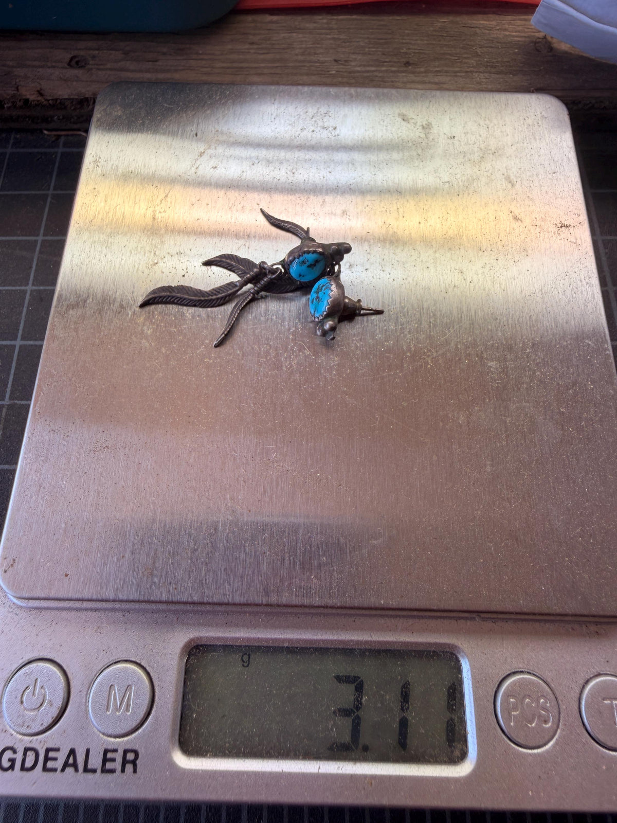 Turquoise Feather Drop Earrings Silver Southwestern Stud