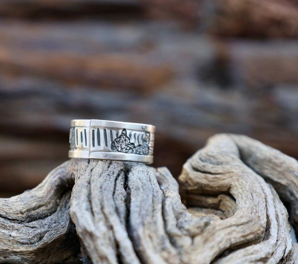 Elaine Becenti Navajo Storyteller Ring Sterling Silver Size 10 Signed