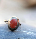 Taxco Modernist Sterling Ring Orange Stone Signed SC Eagle 3 Size 6.5