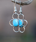 Sleeping Beauty Turquoise Earrings | Four Circle Dangle | Southwest Hook Back | Genuine Turquoise | Vintage