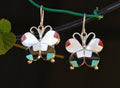 Allison Dishta Zuni Butterfly Earrings, Sterling Silver Multistone Inlay Dangle, Natkve American made