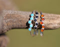 Sterling Silver Southwest Stacking Ring, Turquoise, Onyx, Carnelian Cabochon Band